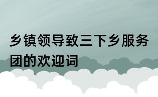 鄉鎮領導致三下鄉服務團的歡迎詞
