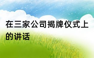 在三家公司揭牌儀式上的講話