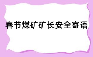 春節(jié)煤礦礦長安全寄語