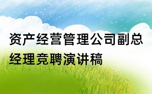 資產經營管理公司副總經理競聘演講稿