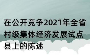在公開競爭2021年全省村級集體經濟發展試點縣上的陳述