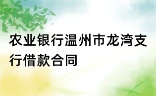 農業銀行溫州市龍灣支行借款合同