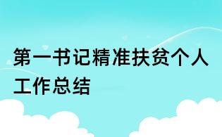 第一書記精準扶貧個人工作總結
