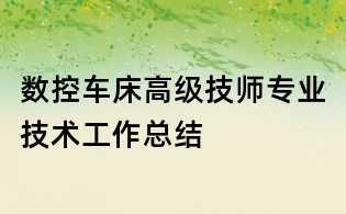 數(shù)控車床高級技師專業(yè)技術(shù)工作總結(jié)