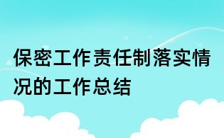 保密工作責任制落實情況的工作總結