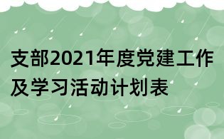 支部2021年度黨建工作及學習活動計劃表