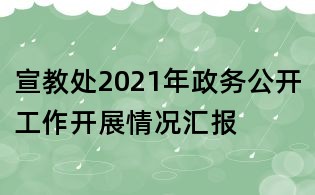 宣教處2021年政務公開工作開展情況匯報