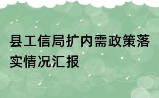 縣工信局擴內需政策落實情況匯報