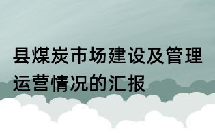 縣煤炭市場(chǎng)建設(shè)及管理運(yùn)營(yíng)情況的匯報(bào)