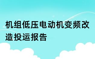 機組低壓電動機變頻改造投運報告