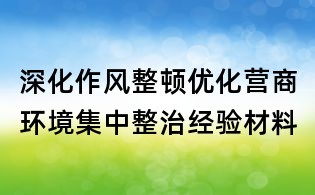 深化作風整頓優化營商環境集中整治經驗材料