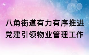 八角街道有力有序推進(jìn)黨建引領(lǐng)物業(yè)管理工作