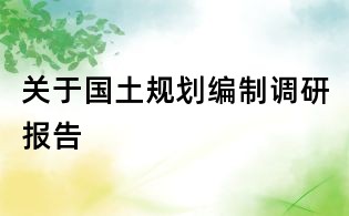 關于國土規劃編制調研報告