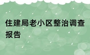住建局老小區(qū)整治調(diào)查報(bào)告
