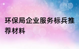環保局企業服務標兵推薦材料