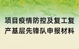 項目疫情防控及復工復產(chǎn)基層先鋒隊申報材料