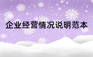 企業經營情況說明范本