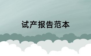 試產報告范本