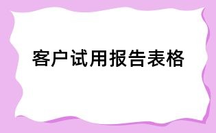 客戶試用報告表格