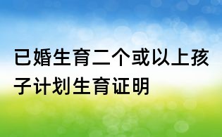 已婚生育二個或以上孩子計劃生育證明