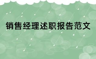 銷售經理述職報告范文