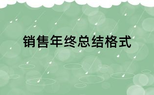 銷售年終總結格式