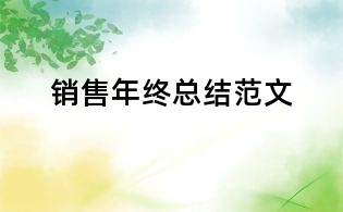 銷售年終總結范文