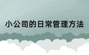小公司的日常管理方法
