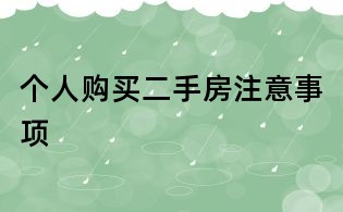 個人購買二手房注意事項
