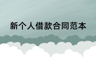 新個人借款合同范本