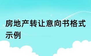房地產轉讓意向書格式示例