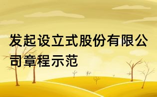 發(fā)起設立式股份有限公司章程示范