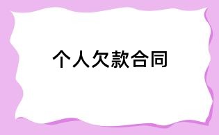 個人欠款合同