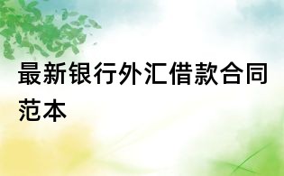 最新銀行外匯借款合同范本