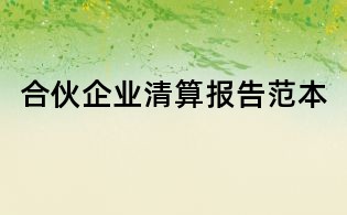 合伙企業清算報告范本
