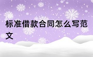 標準借款合同怎么寫范文