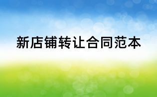 新店鋪轉讓合同范本