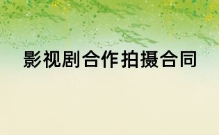影視劇合作拍攝合同