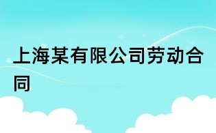 上海某有限公司勞動合同