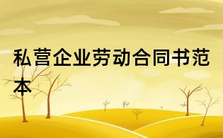 私營企業勞動合同書范本