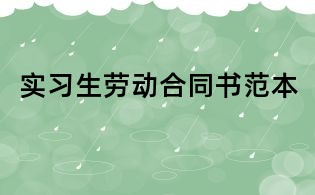 實習生勞動合同書范本