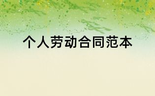 個人勞動合同范本