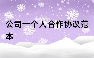 公司一個人合作協議范本