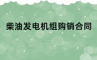 柴油發(fā)電機(jī)組購銷合同