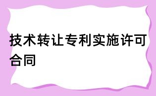 技術(shù)轉(zhuǎn)讓專利實施許可合同