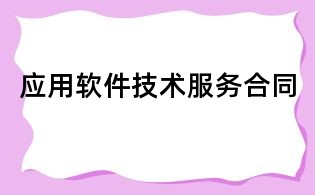 應用軟件技術服務合同