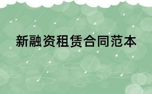 新融資租賃合同范本