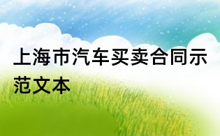 上海市汽車買賣合同示范文本