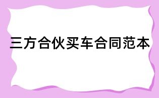 三方合伙買車合同范本