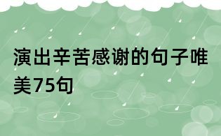 演出辛苦感謝的句子唯美75句